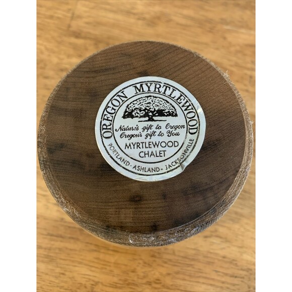 Vintage Oregon Myrtle Wood Small Glass‎ Jar Chalet Myrtlewood Portland Ashland - Picture 2 of 4